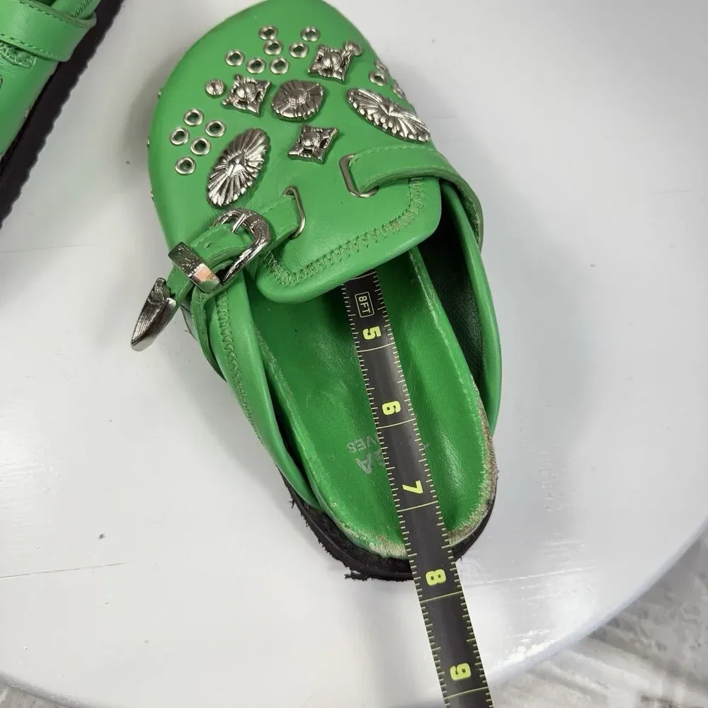 Toga Virilis Archives Green Metal Sabot Eyelet Mules Size 31 EU- US 13/13.5 Kids